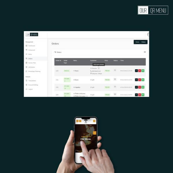 How to check and manage orders in Our QR Menu?